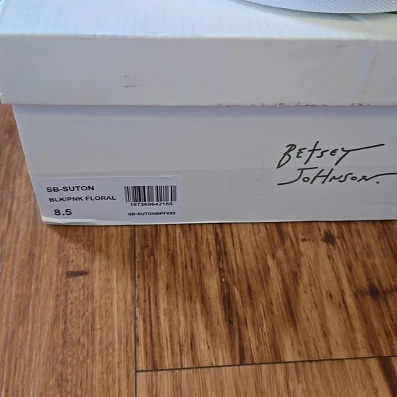 Betsey Johnson Black Sequin Floral Platform Sneakers with Pink Roses - Picture 2 of 4